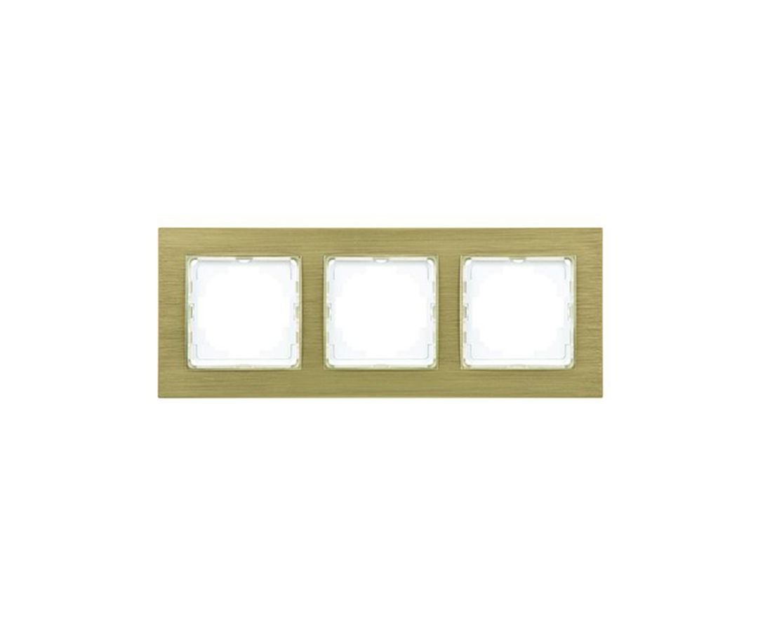 ალუმინის სამიანი ჩარჩო alegra gold - 25AN0093 — როზეტები და ჩამრთველები